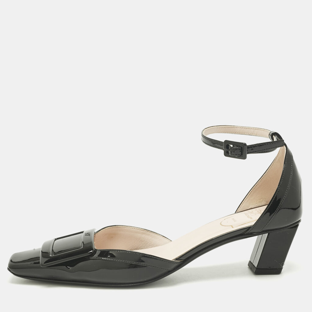 Roger Vivier Black Patent Leather Belle Vivier Ankle Strap Pumps Size 37.5 Roger Vivier Black Patent Leather Belle Vivier Ankle Strap Pumps Size 37.5