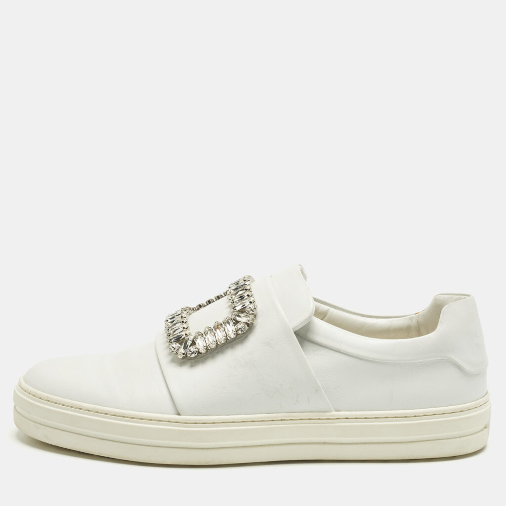 luxury-women-roger-vivier-used-shoes-p1246359-001.jpg Roger Vivier Sneaky Viv Size 40 White Leather Lace Up Sneakers