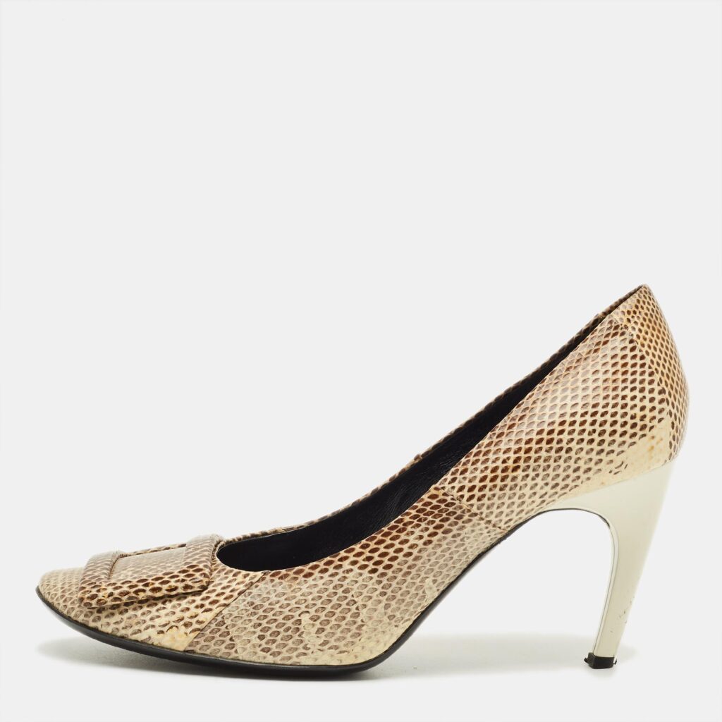 Roger Vivier Size 38 Beige/Brown Snakeskin Leather Pumps Roger Vivier Size 38 Beige/Brown Snakeskin Leather Pumps