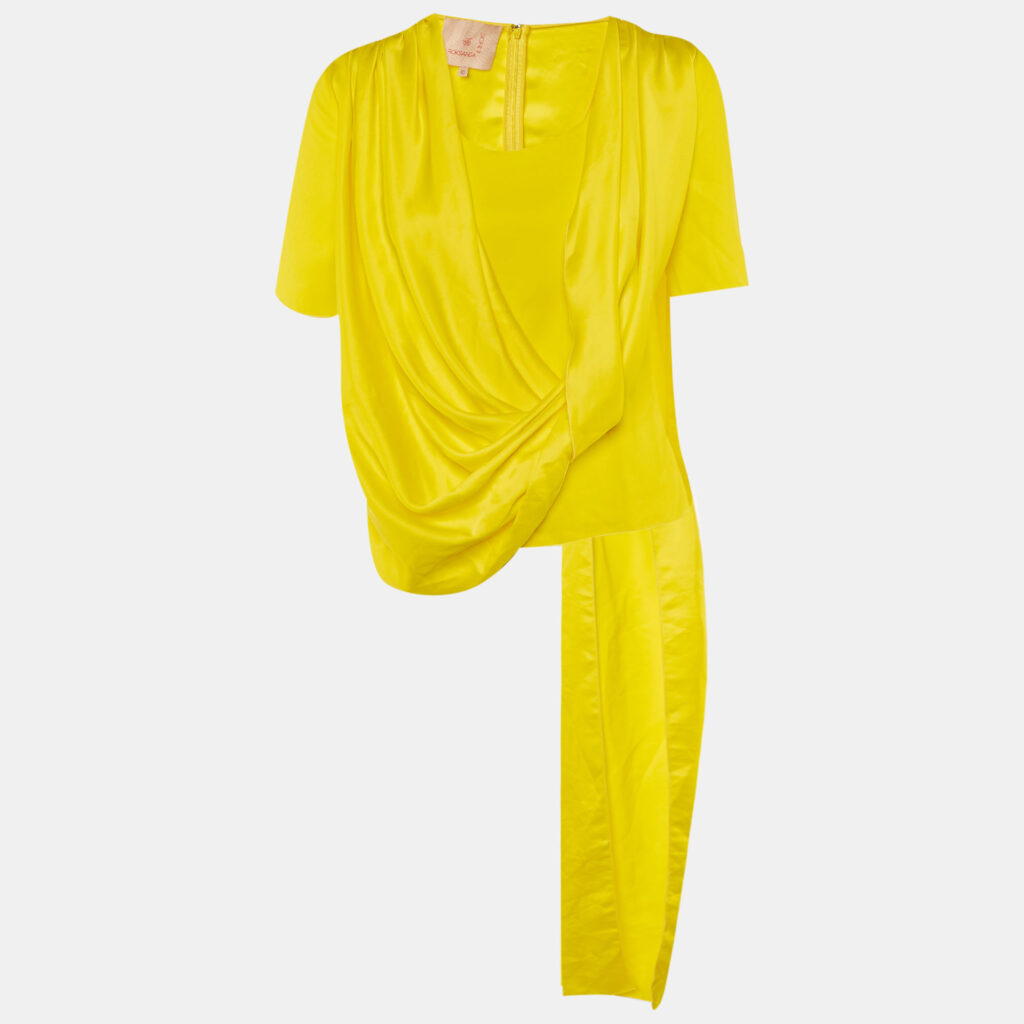 Roksanda Ilincic Yellow Satin Drape Top M Roksanda Ilincic Yellow Satin Drape Top M