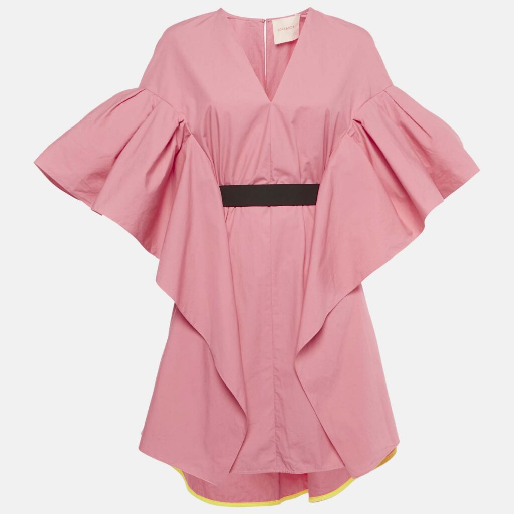 Roksanda Pink Poplin Ruffled Mini Dress M Roksanda Pink Poplin Ruffled Mini Dress M