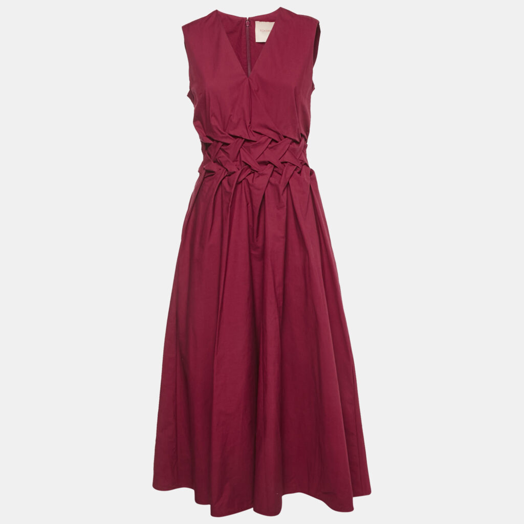Roksanda Burgundy Cotton Gathered Eifal Midi Dress M Roksanda Burgundy Cotton Gathered Eifal Midi Dress M