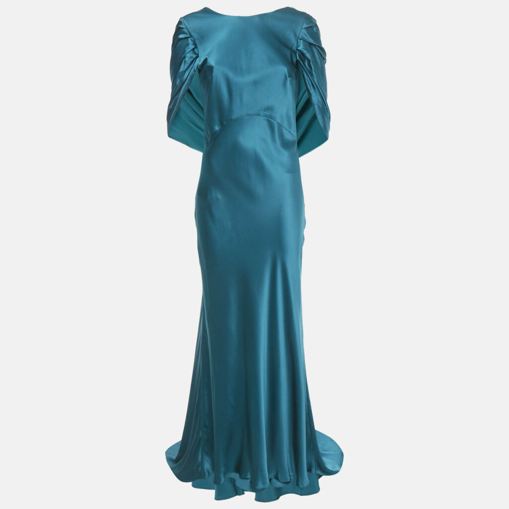 Roksanda Teal Blue Satin Draped Detail Gown M Roksanda Teal Blue Satin Draped Detail Gown M