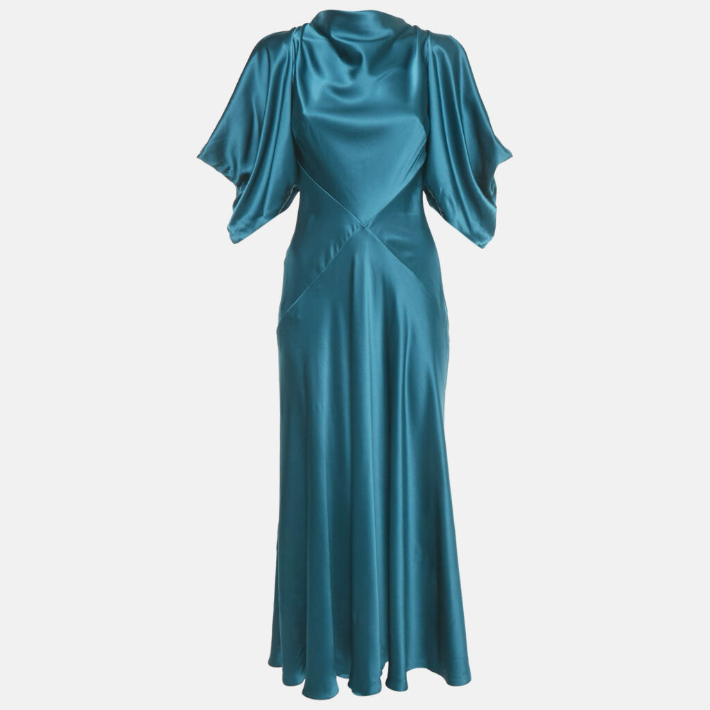 Roksanda Blue Satin Blue Flared Long Dress M Roksanda Blue Satin Blue Flared Long Dress M