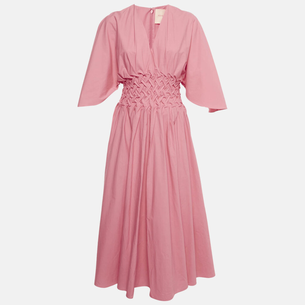 Roksanda Pink Poplin Shirring Midi Esti Dress M Roksanda Pink Poplin Shirring Midi Esti Dress M