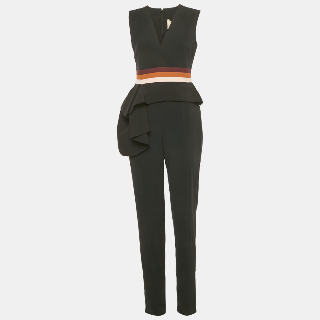 Roksanda Black Crepe Draped Kenzey Jumpsuit S Roksanda Black Crepe Draped Kenzey Jumpsuit S
