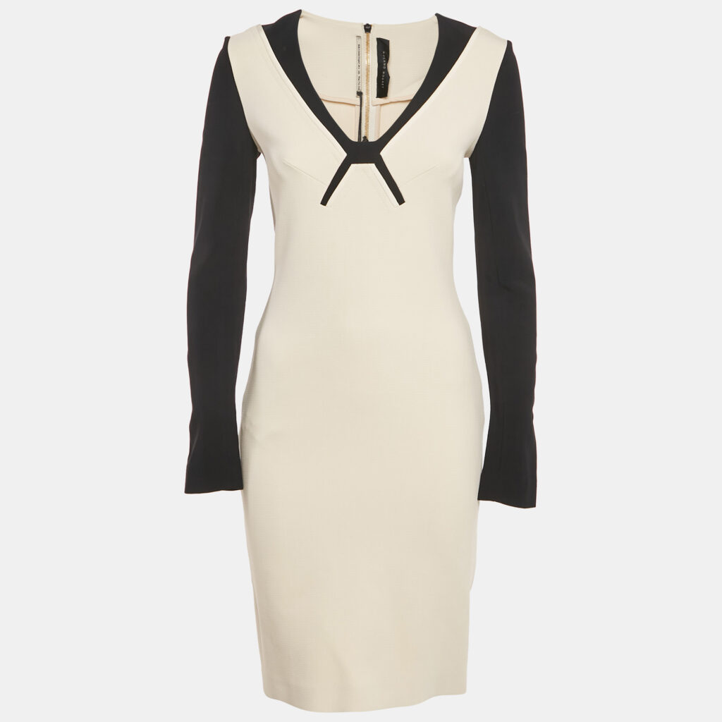 Roland Mouret Cream Stretch Crepe Knee-Length Dress M Roland Mouret Cream Stretch Crepe Knee-Length Dress M