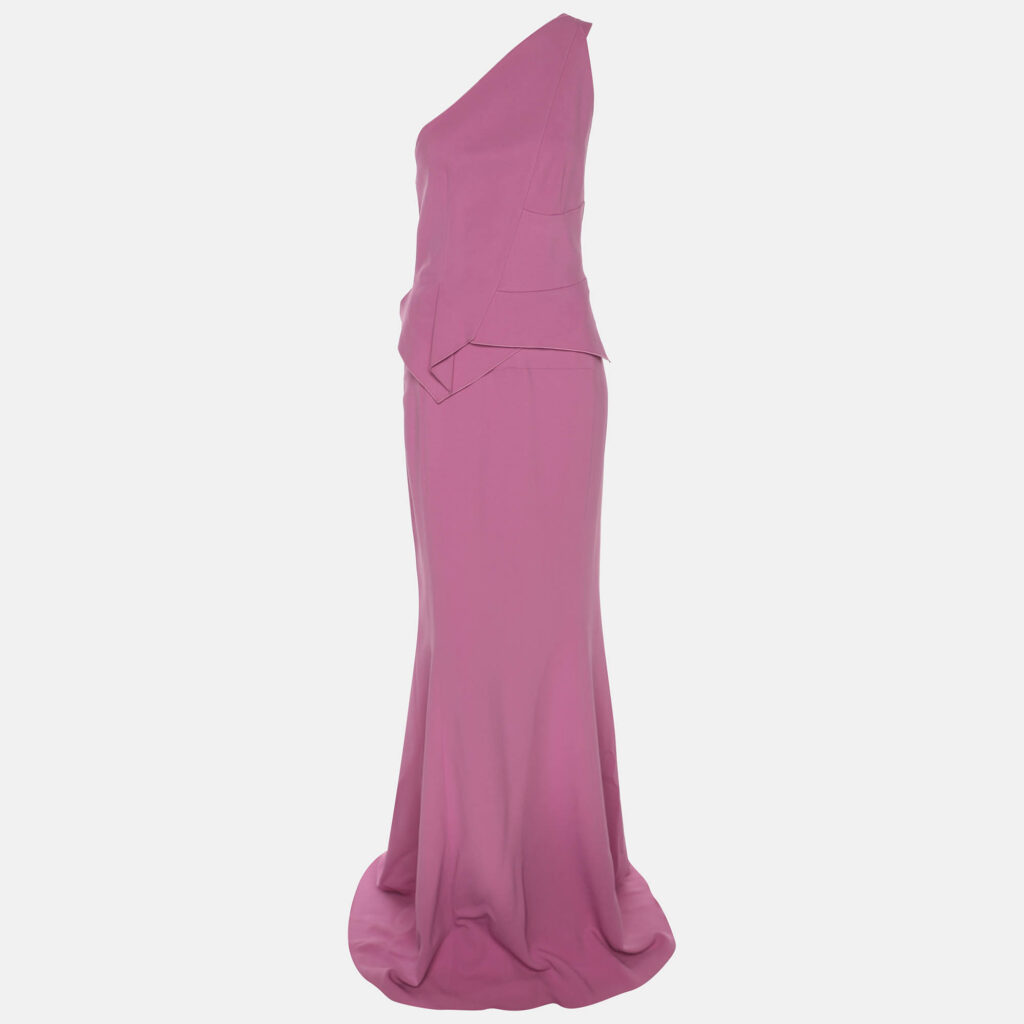 Roland Mouret Violet Stretch Crepe One Shoulder Long Dress M Roland Mouret Violet Stretch Crepe One Shoulder Long Dress M