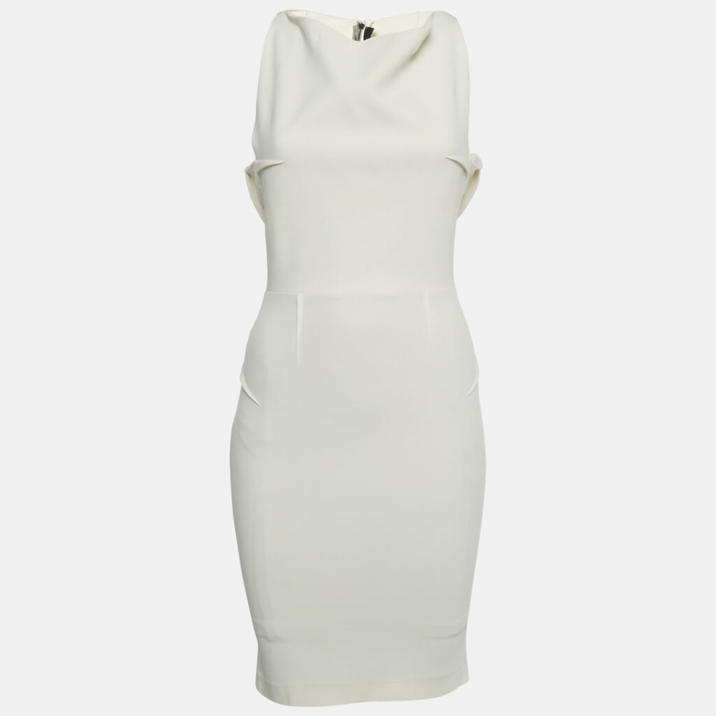 Roland Mouret Beige Crepe Cut-Out Mini Dress S