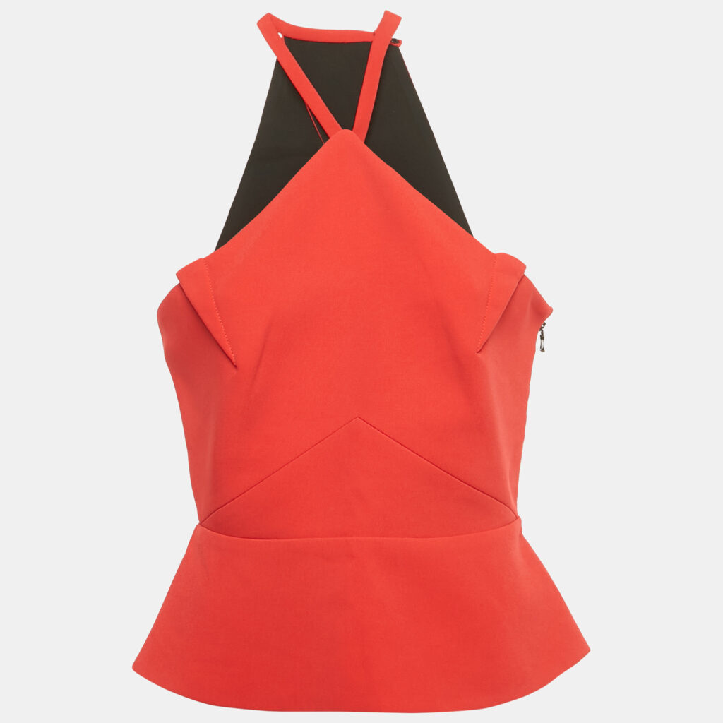 Roland Mouret Red Stretch Crepe Strappy Top L Roland Mouret Red Stretch Crepe Strappy Top L