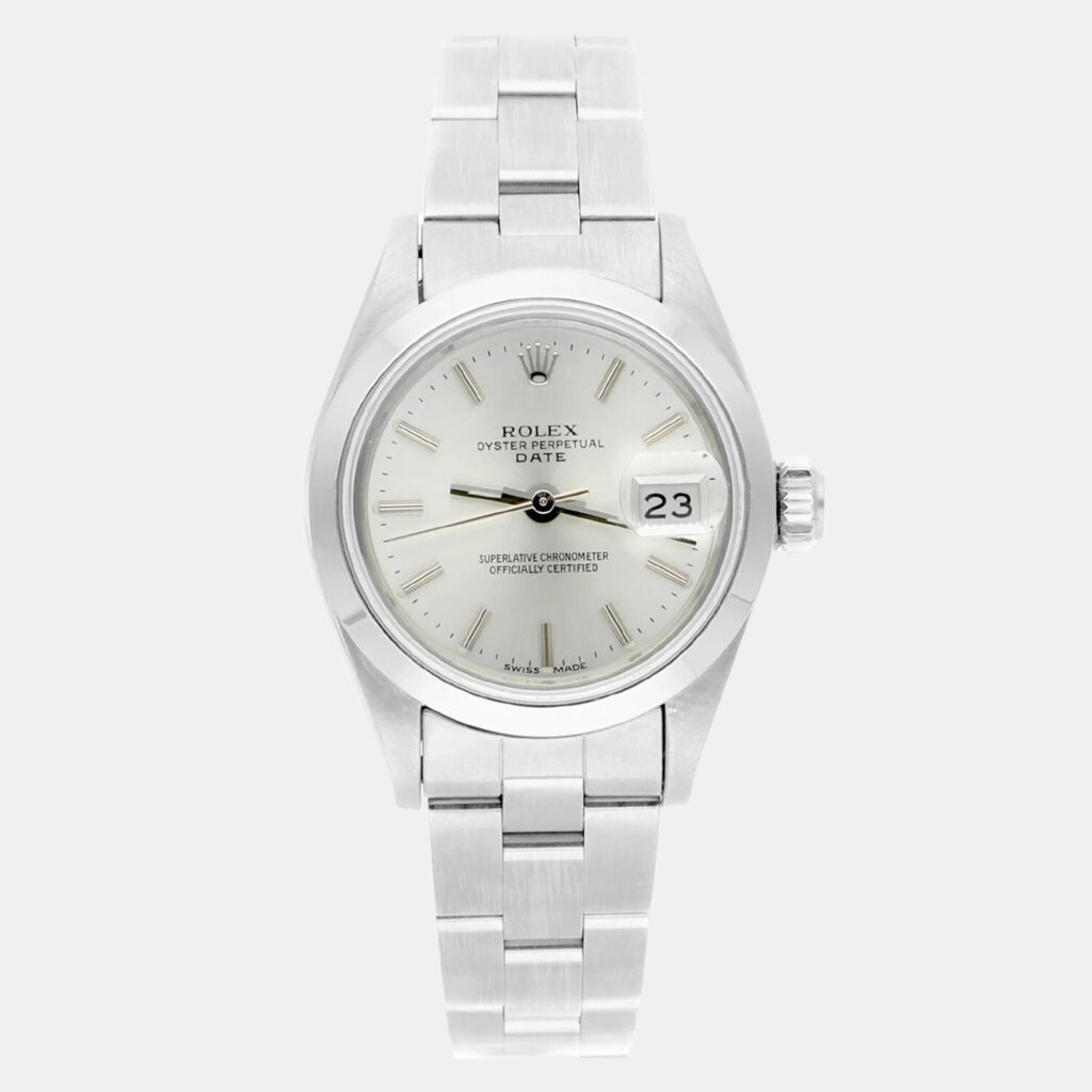 Rolex Oyster Perpetual Date 69160 Automatic Silver Stainless Steel Women's Wristwatch 26 mm Rolex Oyster Perpetual Date 69160 Automatic Silver Stainless Steel Women's Wristwatch 26 mm