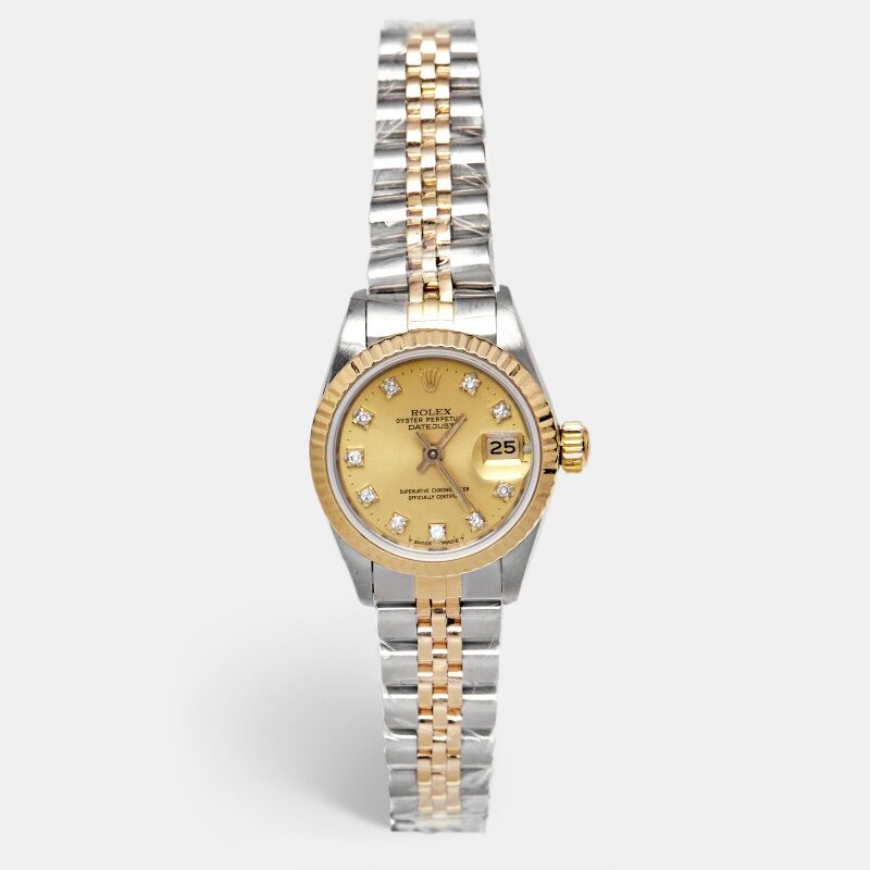 Rolex Datejust 69173 Champagne Dial Diamond 18K Yellow Gold Stainless Steel Women's Wristwatch 26 mm Rolex Datejust 69173 Champagne Dial Diamond 18K Yellow Gold Stainless Steel Women's Wristwatch 26 mm