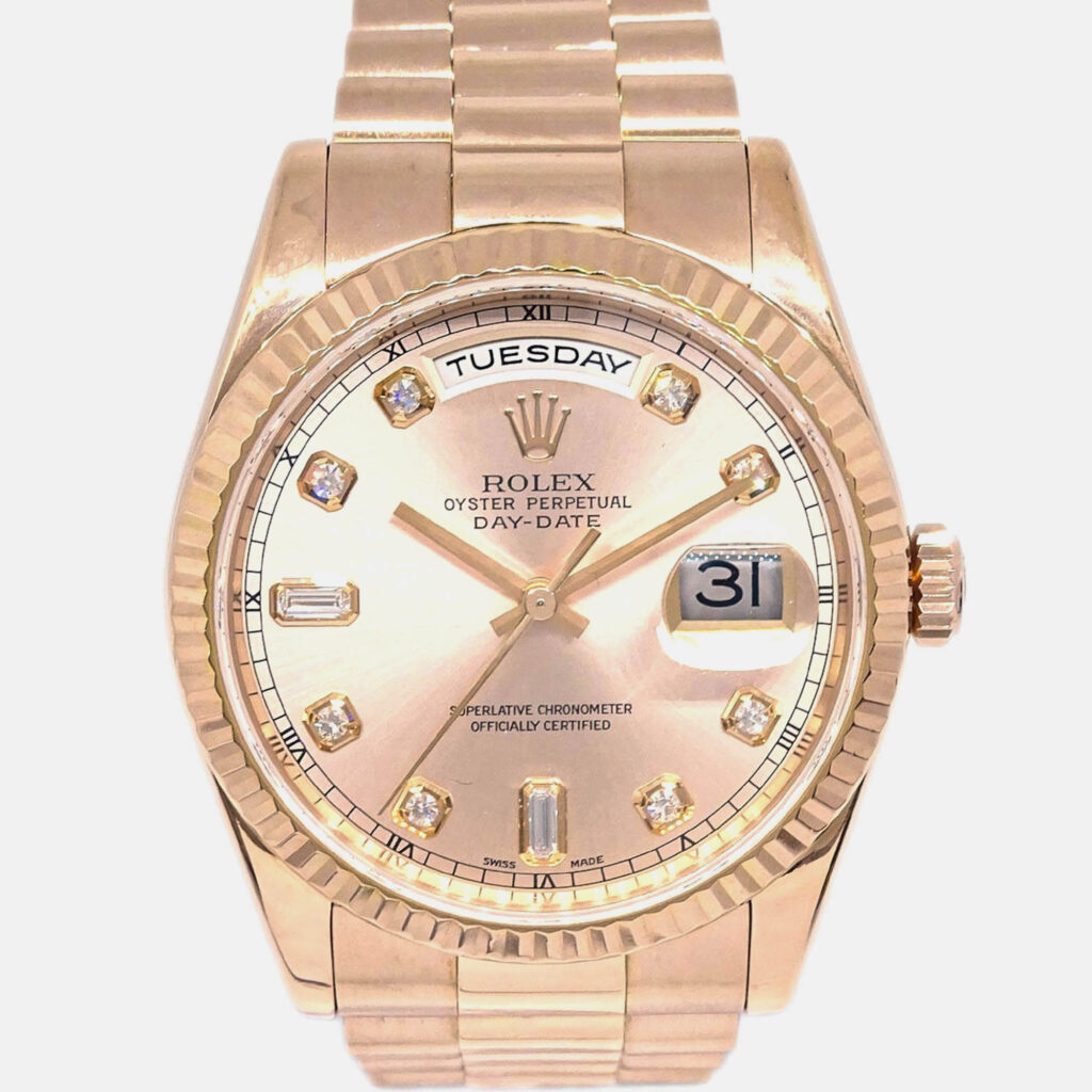 Rolex Day-Date 118235 Automatic Gold 18k Rose Gold Diamond Women's Wristwatch 36 mm Rolex Day-Date 118235 Automatic Gold 18k Rose Gold Diamond Women's Wristwatch 36 mm
