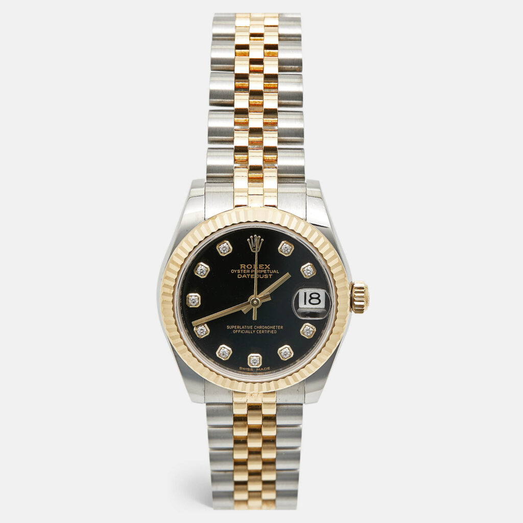 Rolex Datejust 178273-0020 Black Dial Diamond 18K Yellow Gold Stainless Steel Women's Wristwatch 31 mm Rolex Datejust 178273-0020 Black Dial Diamond 18K Yellow Gold Stainless Steel Women's Wristwatch 31 mm