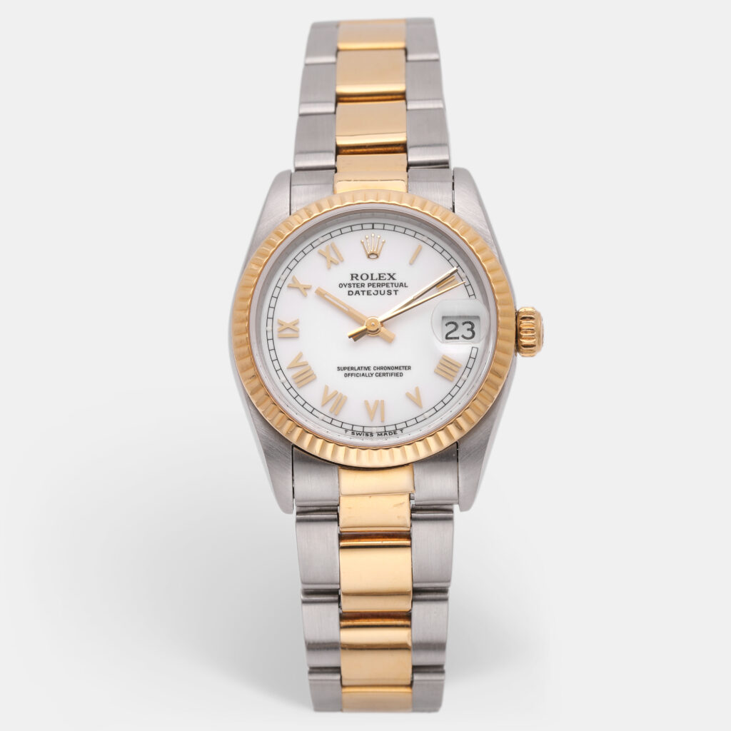 luxury-women-rolex-used-watches-p1220305-002-1.jpg Rolex Datejust 68273 Automatic White Stainless Steel 18K Yellow Gold Women's Wristwatch 30 mm