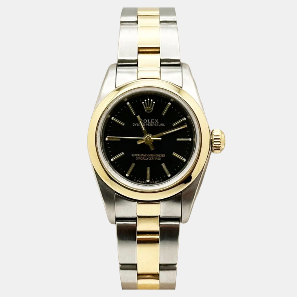 Rolex Oyster Perpetual 76183 Automatic Black 18k Yellow Gold Stainless Steel Women's Wristwatch 24 mm Rolex Oyster Perpetual 76183 Automatic Black 18k Yellow Gold Stainless Steel Women's Wristwatch 24 mm