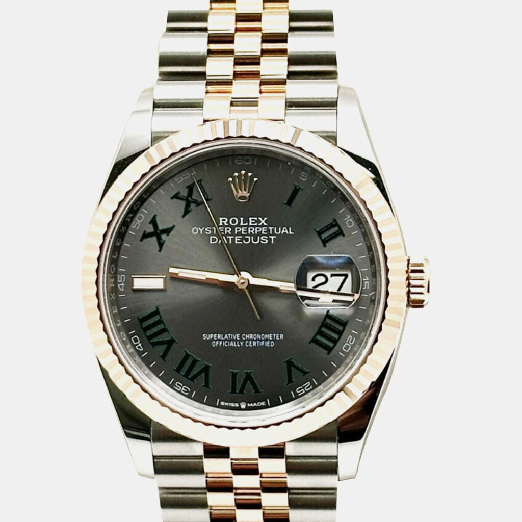 Rolex Datejust 126231 Automatic Slate Wimbledon 18K Rose Gold Stainless Steel Women's Wristwatch 36 mm Rolex Datejust 126231 Automatic Slate Wimbledon 18K Rose Gold Stainless Steel Women's Wristwatch 36 mm
