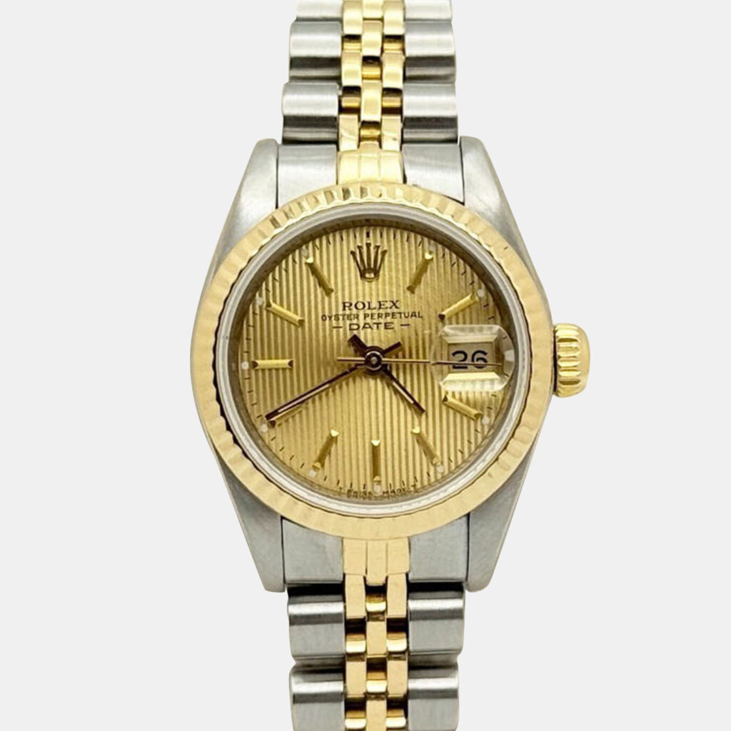 Rolex Datejust 69173 Automatic Champagne Tapestry Dial 18K Yellow Gold Stainless Steel Women's Wristwatch 26mm Rolex Datejust 69173 Automatic Champagne Tapestry Dial 18K Yellow Gold Stainless Steel Women's Wristwatch 26mm