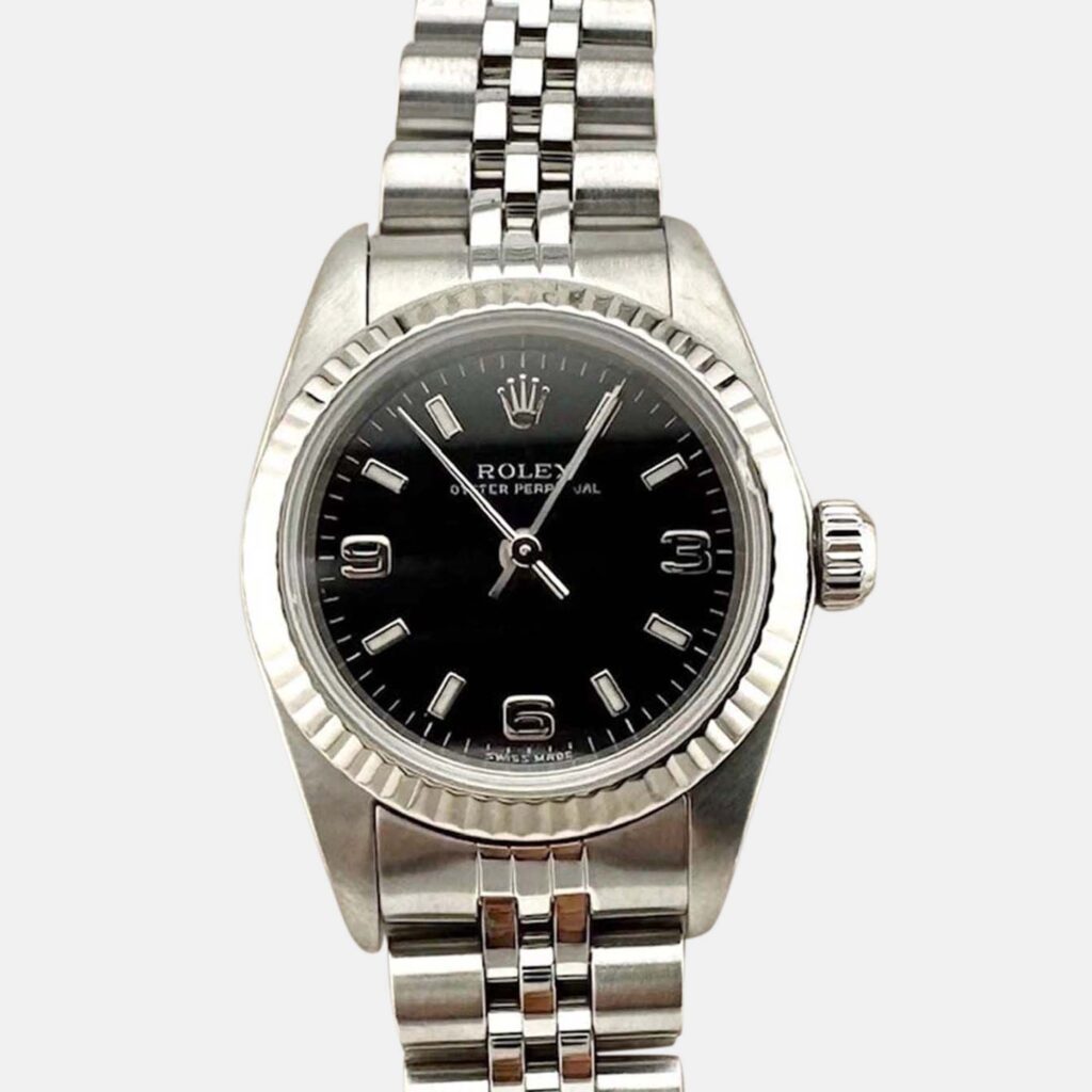 Rolex Oyster Perpetual 76094 Automatic Black Stainless Steel Women's Wristwatch 24 mm Rolex Oyster Perpetual 76094 Automatic Black Stainless Steel Women's Wristwatch 24 mm
