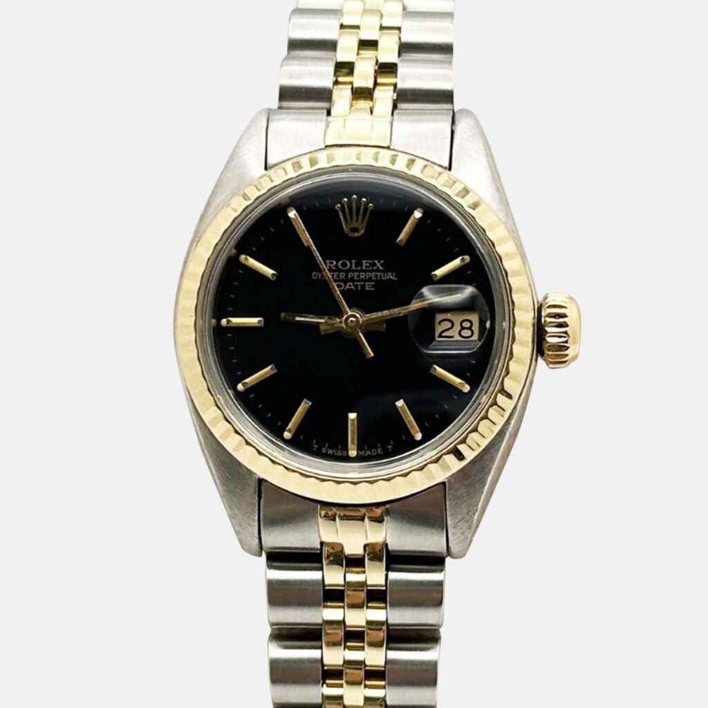 Rolex Date 6917 Automatic Black 14k Yellow Gold Stainless Steel Women's Wristwatch 26 mm Rolex Date 6917 Automatic Black 14k Yellow Gold Stainless Steel Women's Wristwatch 26 mm