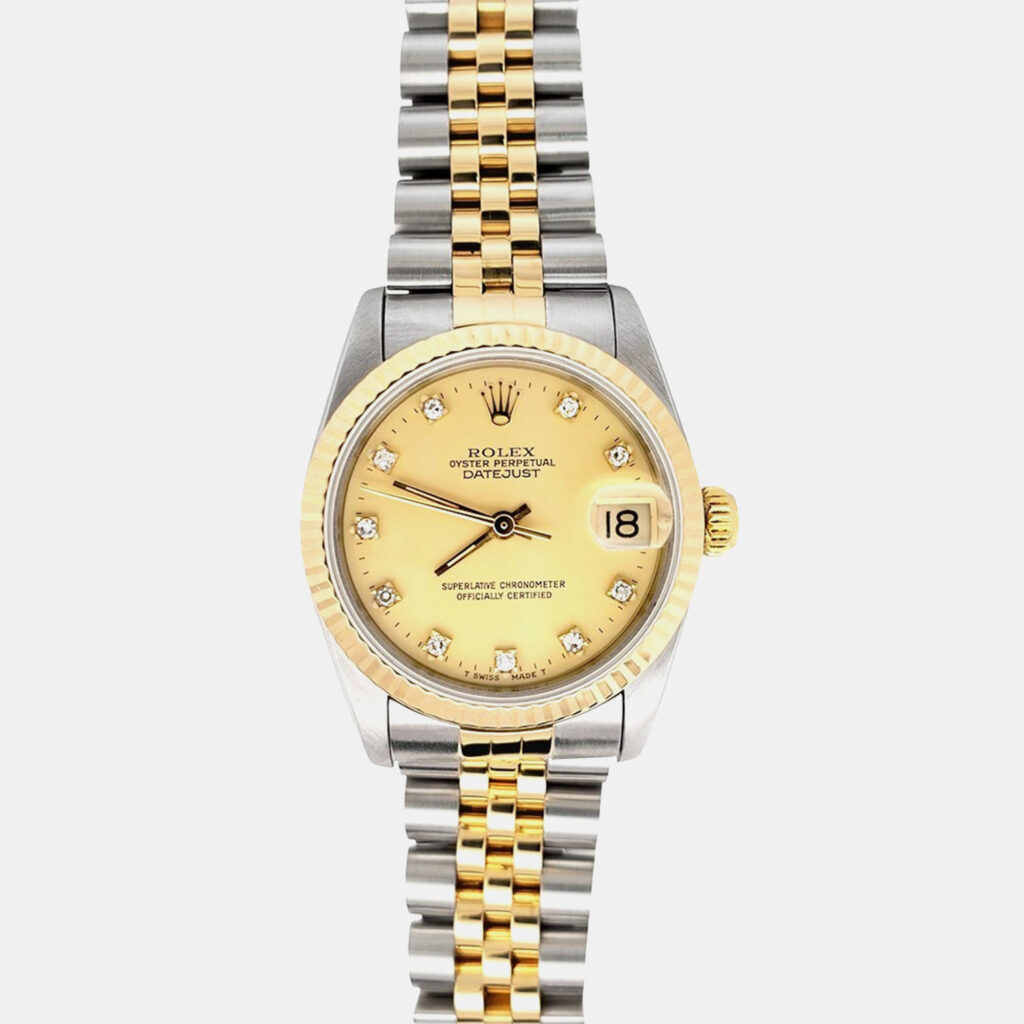 Rolex Datejust 68273 Automatic Factory Champagne Diamond Dial 18k Yellow Gold Stainless Steel Women's Wristwatch 31 mm Rolex Datejust 68273 Automatic Factory Champagne Diamond Dial 18k Yellow Gold Stainless Steel Women's Wristwatch 31 mm