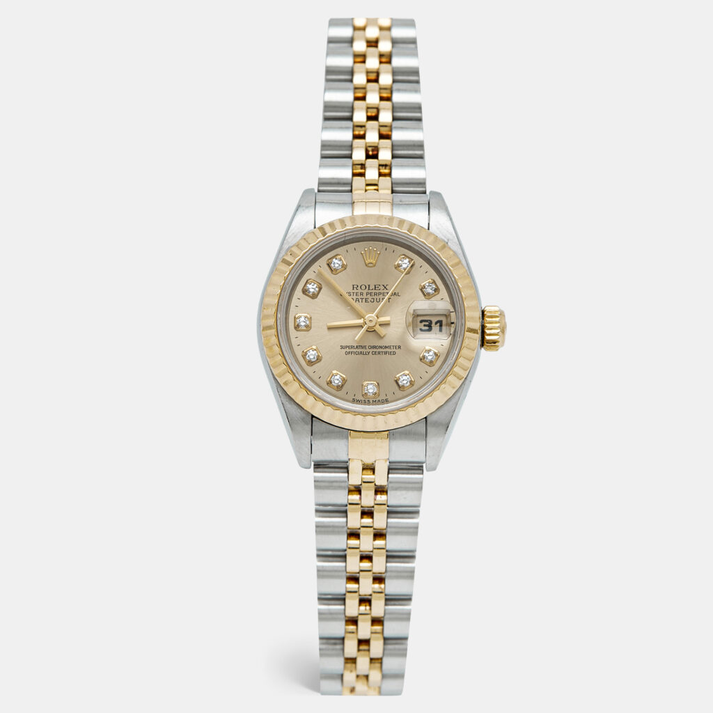 Rolex Datejust 69173 Champagne Dial Diamond 18K Yellow Gold Stainless Steel Women's Wristwatch 26 mm Rolex Datejust 69173 Champagne Dial Diamond 18K Yellow Gold Stainless Steel Women's Wristwatch 26 mm