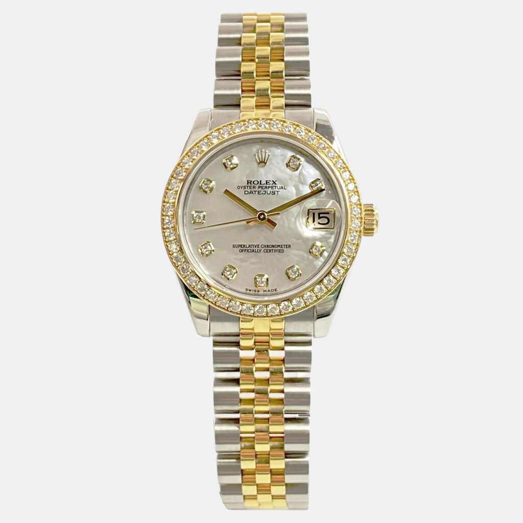 Rolex Datejust 178383 Automatic Mother of Pearl Diamond Dial Stainless Steel 18k Yellow Gold Women's Wristwatch 31mm Rolex Datejust 178383 Automatic Mother of Pearl Diamond Dial Stainless Steel 18k Yellow Gold Women's Wristwatch 31mm