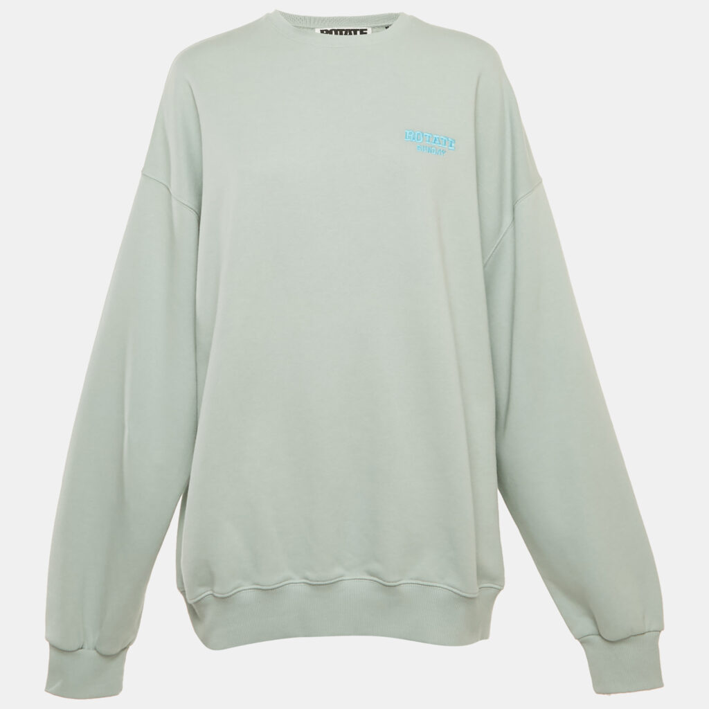 ROTATE Birger Christensen Surf Blue Cotton Iris Crew Neck Sweatshirt M ROTATE Birger Christensen Surf Blue Cotton Iris Crew Neck Sweatshirt M