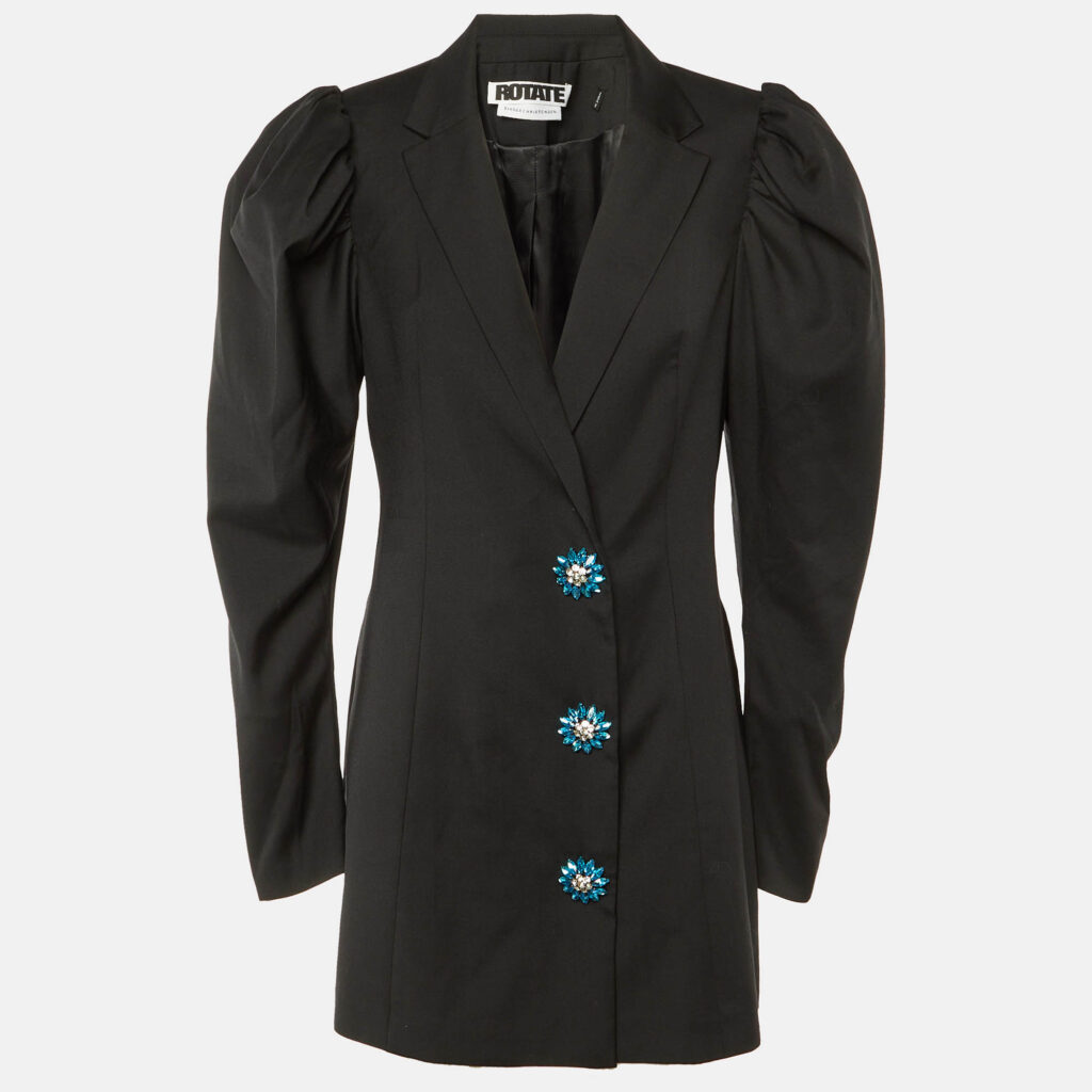 ROTATE Birger Christensen Black Wool Blend Mini Blazer Dress L ROTATE Birger Christensen Black Wool Blend Mini Blazer Dress L