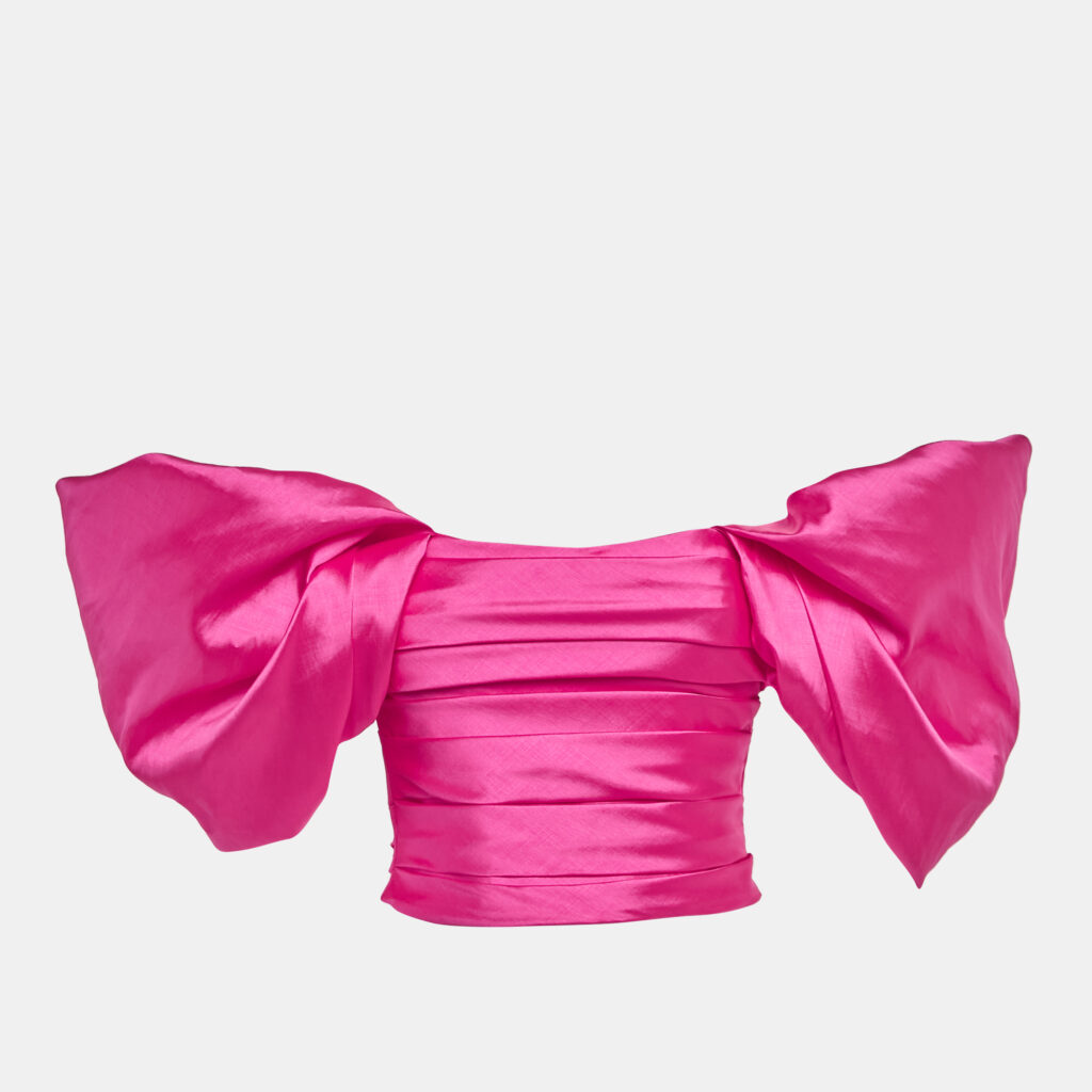 Rozie Corset Pink Pleated Off Shoulder Corset Top S Rozie Corset Pink Pleated Off Shoulder Corset Top S