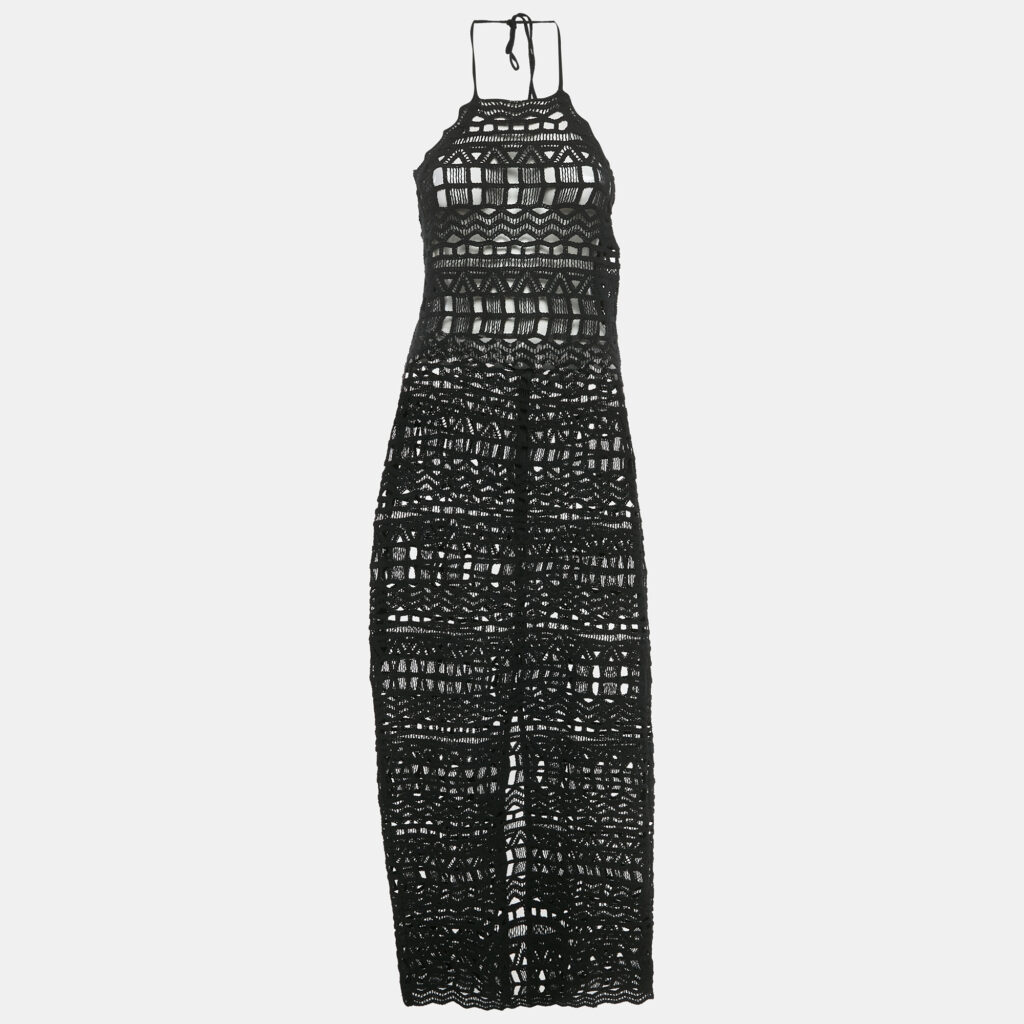Rumer Black Crochet Halter Neck Ines Cover Up L Rumer Black Crochet Halter Neck Ines Cover Up L