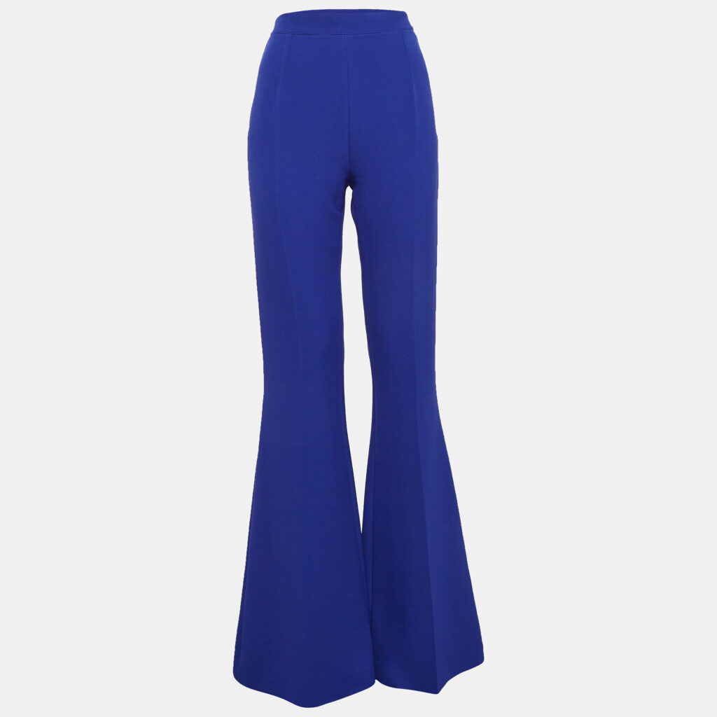 Safiyaa Azzure Blue Stretch Crepe Flared Pants M Safiyaa Azzure Blue Stretch Crepe Flared Pants M