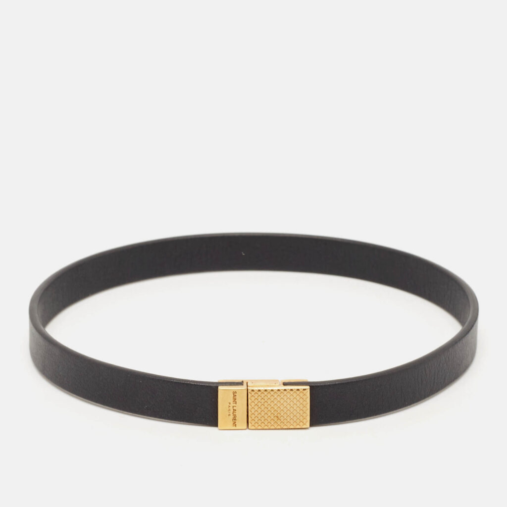 Saint Laurent Black Leather Le Carré Double Wrap Belt Saint Laurent Black Leather Le Carré Double Wrap Belt