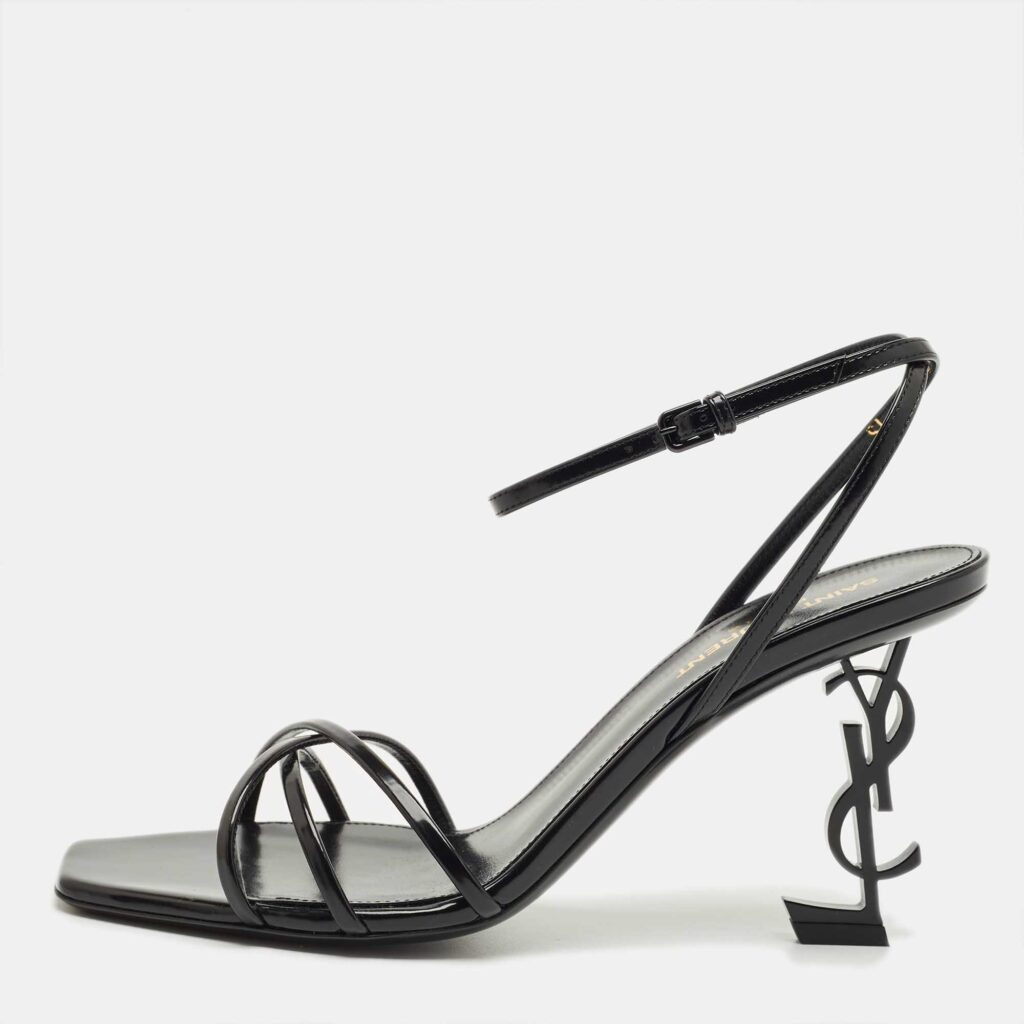 Saint Laurent Black Leather Opyum Ankle Strap Sandals Size 39 Saint Laurent Black Leather Opyum Ankle Strap Sandals Size 39