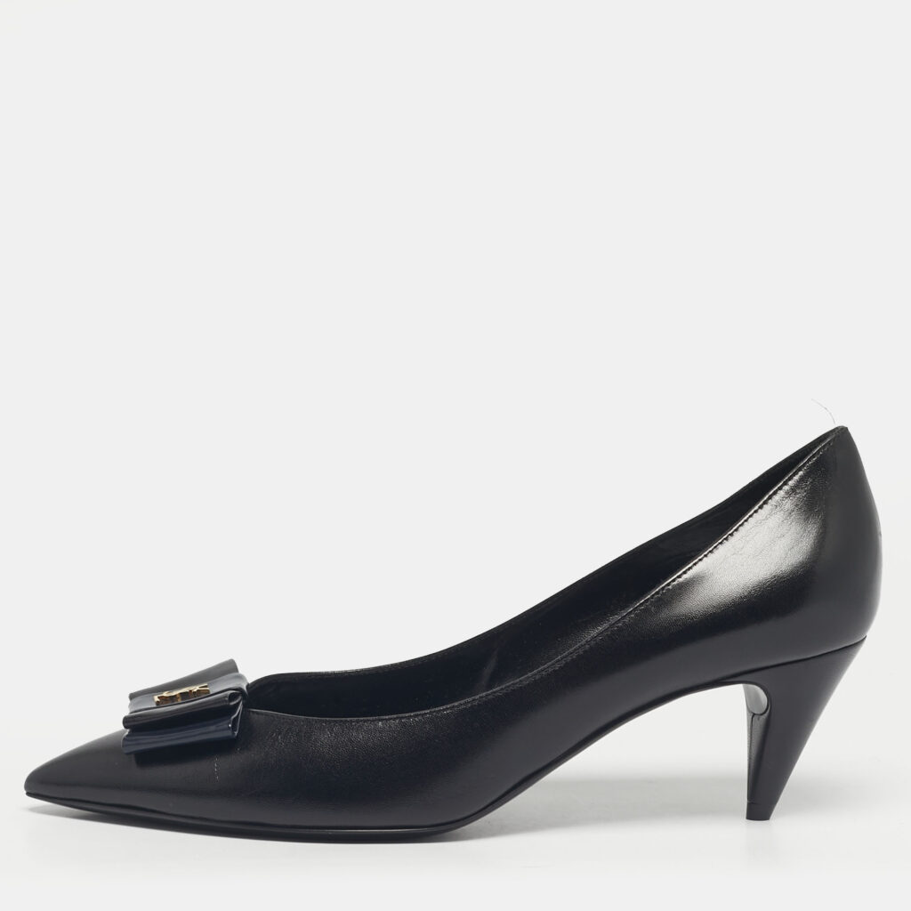 Saint Laurent Black Lizard Leather Anai Pumps Size 39