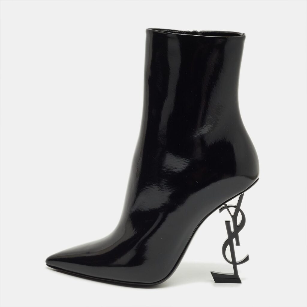 luxury-women-saint-laurent-paris-new-shoes-p1243067-001-1.jpg Saint Laurent Black Patent Leather Opyum Pointed Toe Ankle Boots Size 39