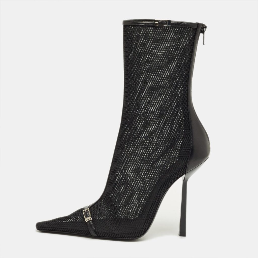 Saint Laurent Black Leather and Mesh Oxalis Ankle Boots Size 39 Saint Laurent Black Leather and Mesh Oxalis Ankle Boots Size 39