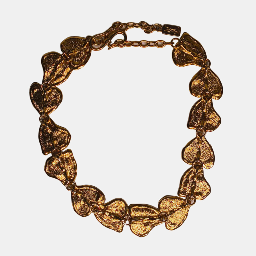 Saint Laurent Vintage Gold Plated Textured Necklace