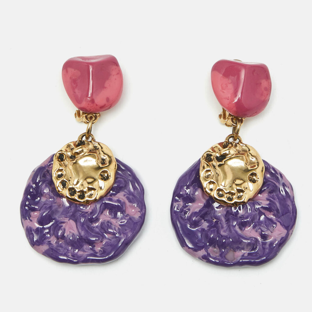 Saint Laurent Multi Color Gold Tone Earrings Saint Laurent Multi Color Gold Tone Earrings