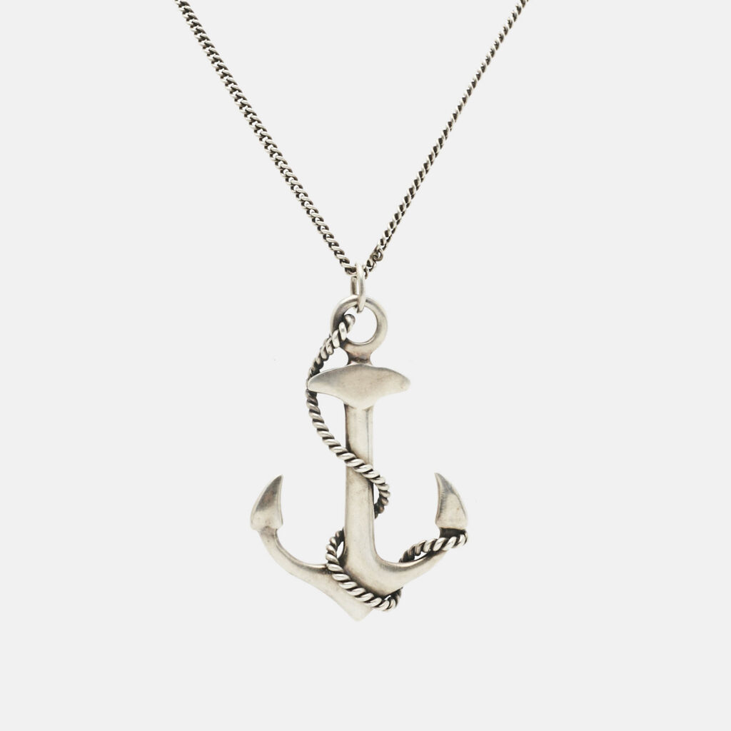 luxury-women-saint-laurent-paris-used-accessories-p1210690-004-1.jpg Saint Laurent Paris Anchor Silver Tone Pendant Necklace