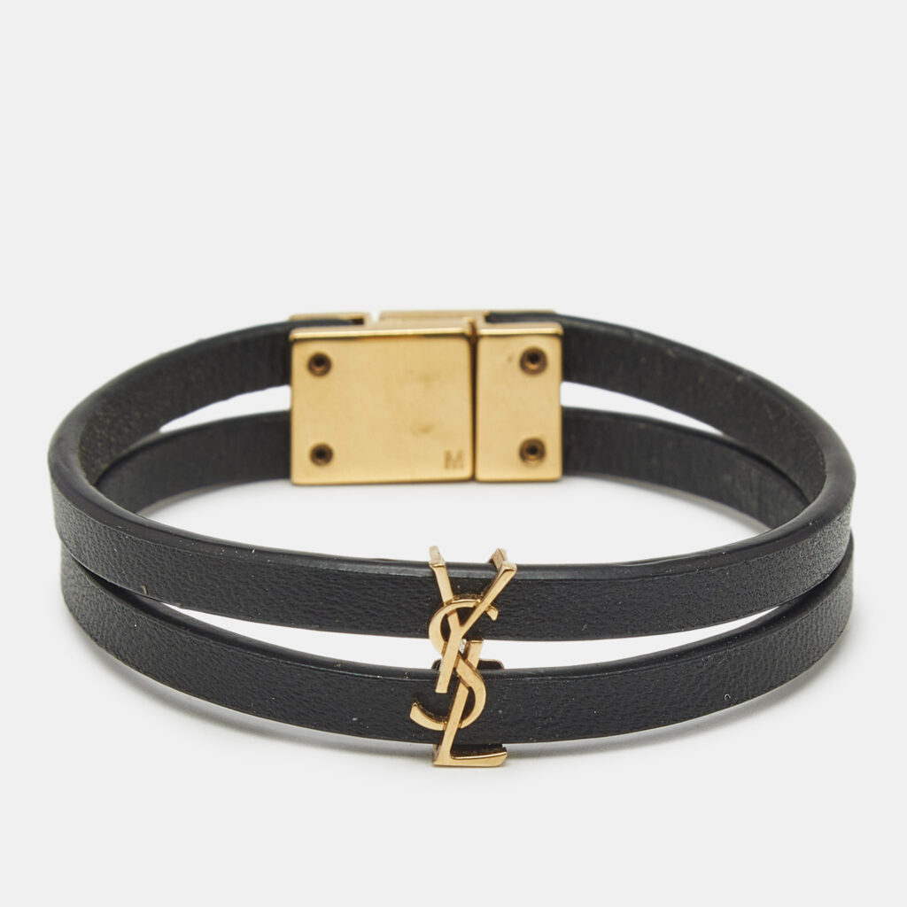 Saint Laurent Cassandre Leather Gold Tone Bracelet Saint Laurent Cassandre Leather Gold Tone Bracelet