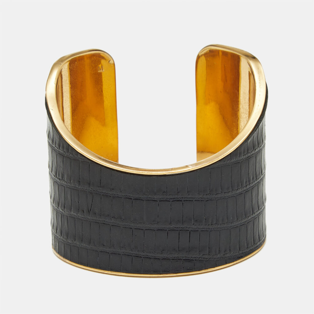 Saint Laurent Black Leather Gold Tone Bracelet Saint Laurent Black Leather Gold Tone Bracelet