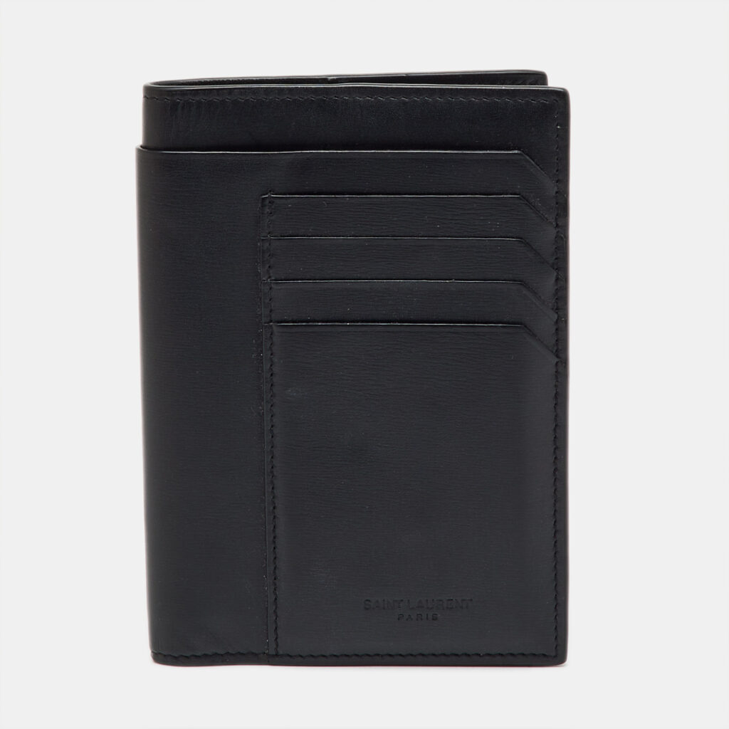 Saint Laurent Black Leather Card Case Passport Holder Saint Laurent Black Leather Card Case Passport Holder
