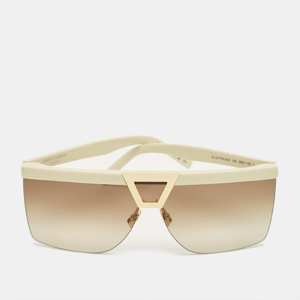 Saint Laurent Off White/Brown Gradient SL 537 Palace Shield Sunglasses Saint Laurent Off White/Brown Gradient SL 537 Palace Shield Sunglasses