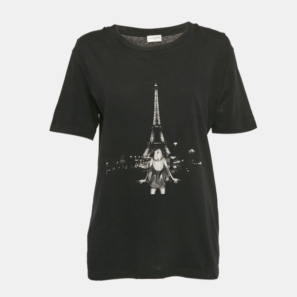 Saint Laurent Paris Black Eiffel Tower Print Jersey T-Shirt XS Saint Laurent Paris Black Eiffel Tower Print Jersey T-Shirt XS
