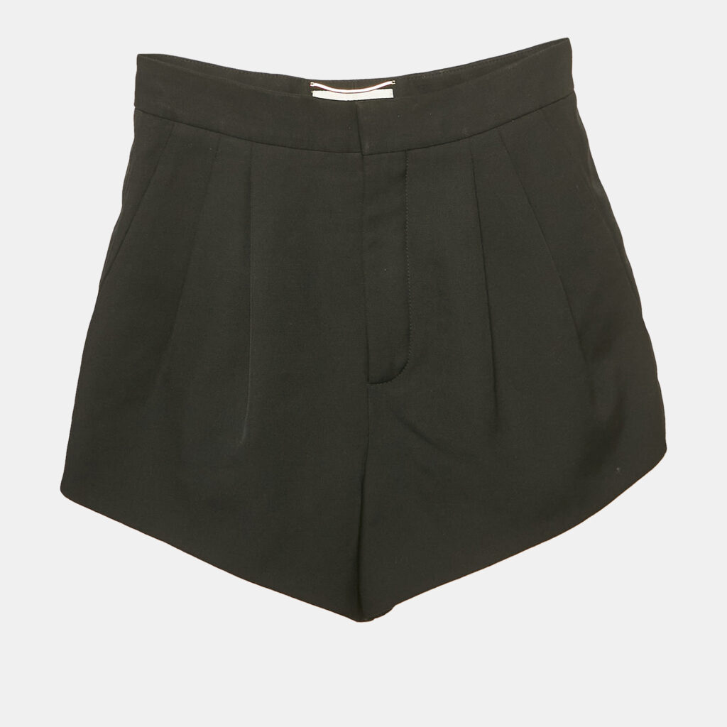 Saint Laurent Black Wool Pleated Shorts S Saint Laurent Black Wool Pleated Shorts S