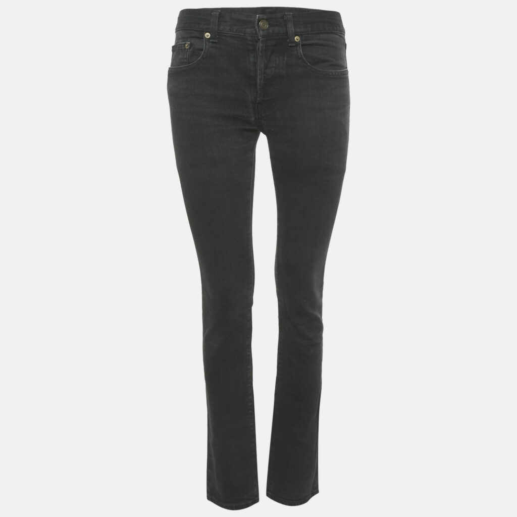 Saint Laurent Black Faded Denim Skinny Jeans M Waist 30"