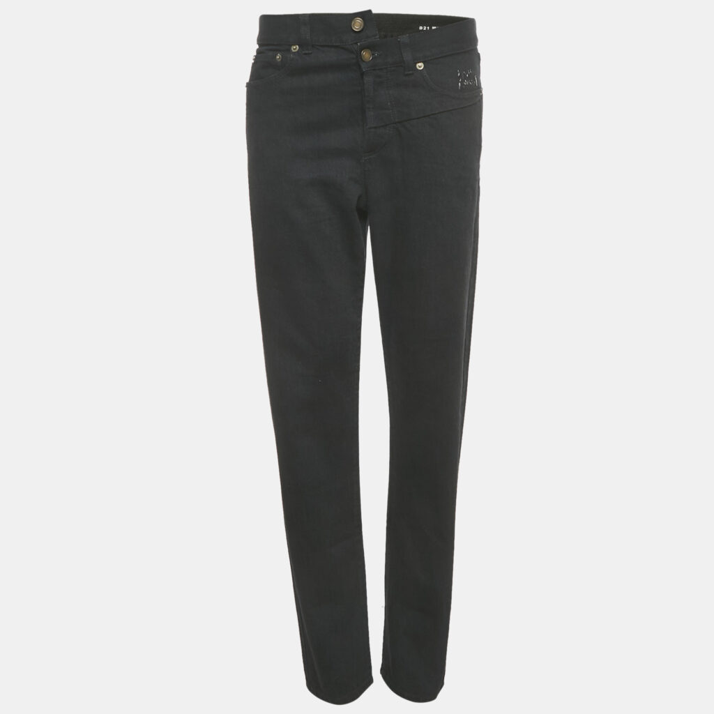 Saint Laurent Black Denim Crossover Slim Fit Jeans M Waist 29"
