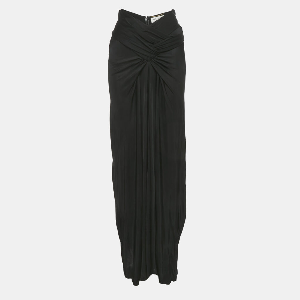 Saint Laurent Black Jersey Draped Maxi Skirt S Saint Laurent Black Jersey Draped Maxi Skirt S