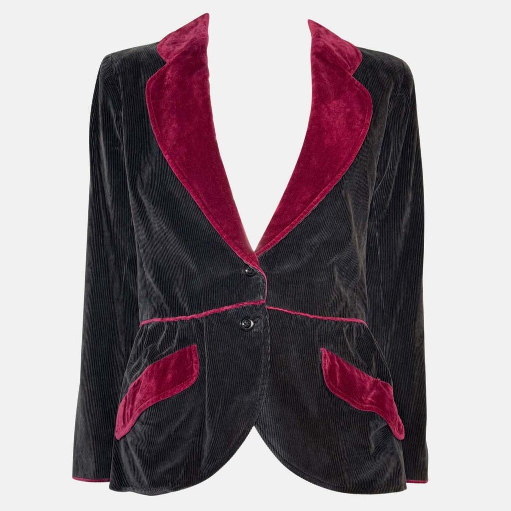 Saint Laurent Paris Black Corduroy Peplum Balzer Size M Saint Laurent Paris Black Corduroy Peplum Balzer Size M